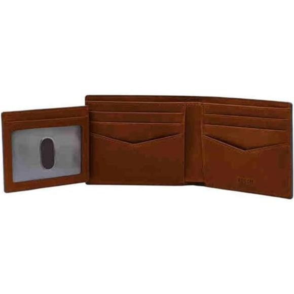 Fossil‎ Men's Leather Bifold Wallet with Flip ID Window for Men - Picture 3 of 4
